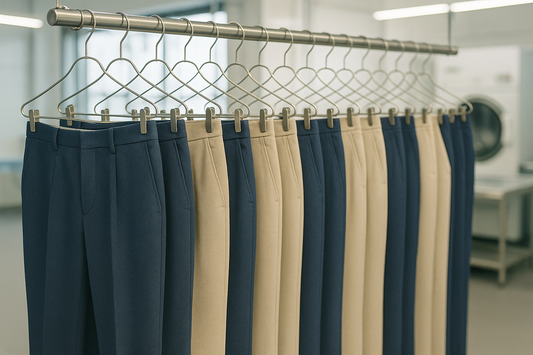 dry cleaning pantalon, blue and cream clour mixed