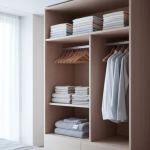 A perfectly organised cabinet after CleanLab laundry service delivered everything back to the house