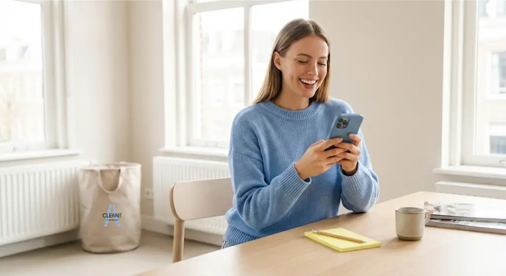 Tevreden klant in gesprek met CleanLab WhatsApp support