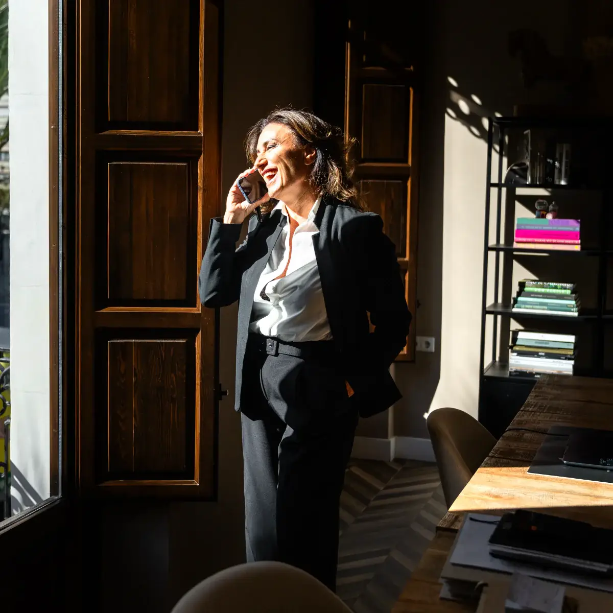 Amsterdam professional at the office making a phone call